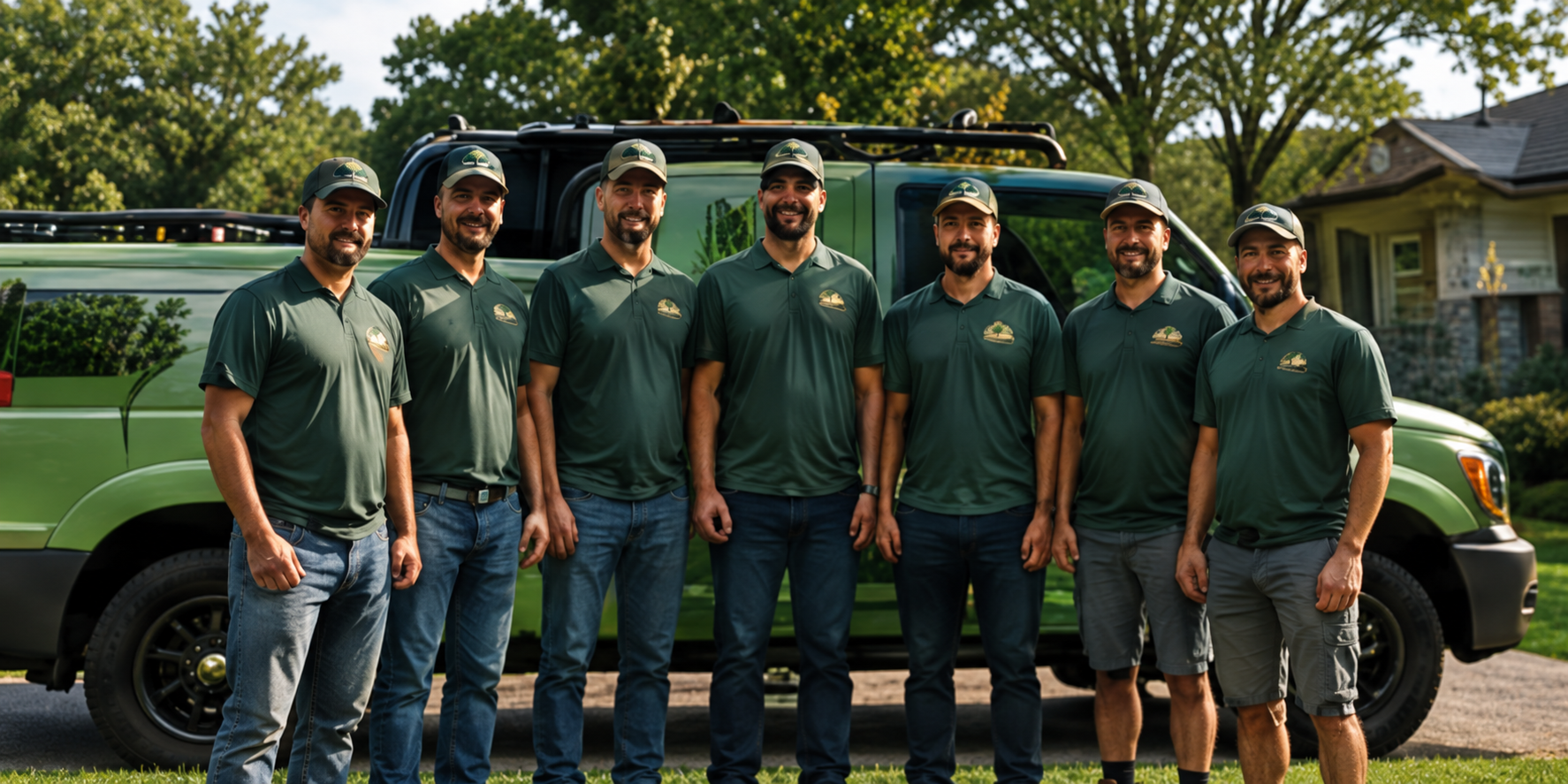 The Rooted Landscapes team beside their work truck